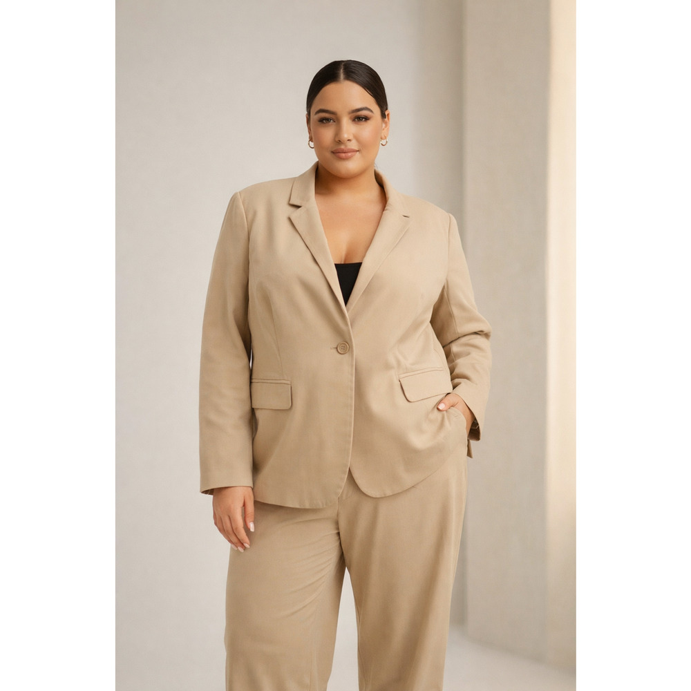 Lane Bryant Modernist Collection Beige Suit | Size 20 | Blazer & Trouser Set